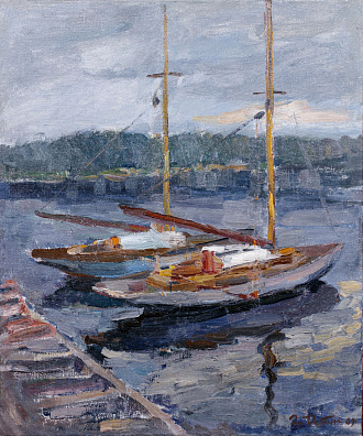 Ребане Эрих Иоганесович (1922-1999). 
Вечер. Лодки. 1969.