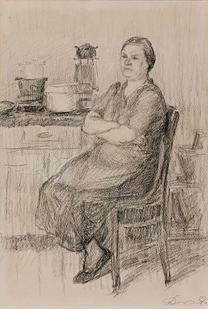Фейгин Моисей Израилевич (1914-2003). На кухне. Женский портрет. 1937.