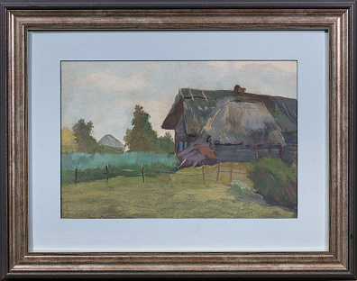 Шестопалов Николай Иванович (1875 - 1954). 
Деревня Петухи. Старый дом. 1920-е -1930-е.