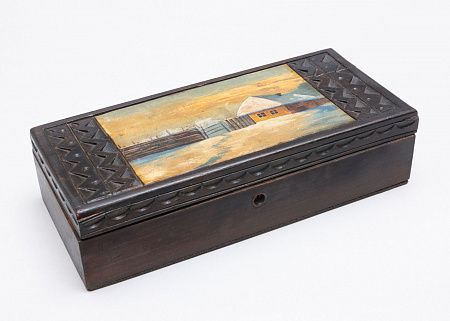Шкатулка "Деревня зимой". СССР, середина ХХ века.