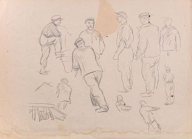 [Академик АХ СССР] Герасимов Сергей Васильевич (1885-1964). Рабочие. Зарисовки. 1940-е.