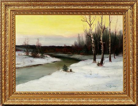 Берггольц Ричард Александр (1865-1920). 
Зимний пейзаж. 1890-е - 1900-е.