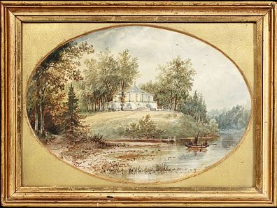 Неизвестный художник. Россия.(?). Павильон на берегу озера. 1853.