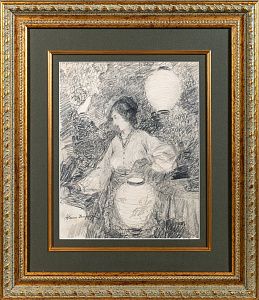 Исупов Алексей Владимирович (1889-1957). Девушка с китайскими фонариками. 1930-е - 1940-е.