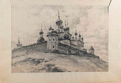 Левицкий Роман Васильевич (1920-1991). Вид на Горицкий монастырь в Переславле-Залесском. Последняя треть XX века.