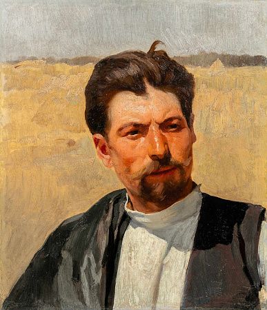 [Академик ИАХ] Лебедев Клавдий Васильевич (1852-1916).Мужской портрет. Этюд. 1900-е -начало 1910-х.