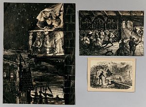 Неизвестный художник. Россия. Три эскиза книжных иллюстраций. Последняя треть ХХ века.