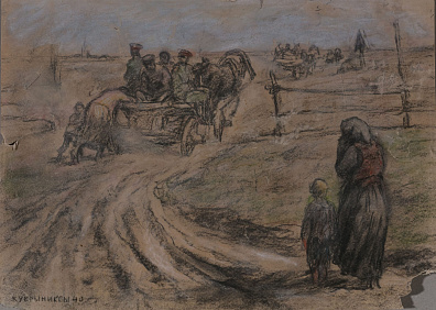 КУКРЫНИКСЫ. 
Солдаты в повозке. 1940.