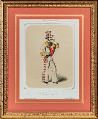 Неизвестный художник. Западная Европа. Франт. Лист из серии "Bals Masques de Paris". 1850-е - 1860-е.