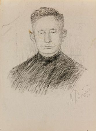 Фейгин Моисей Израилевич (1914-2003). Двусторонняя работа. Мужской портрет. Женский портрет. 1939.