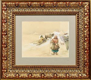 Добронравов Михаил Николаевич (1904-1970).
На санях. 1945.