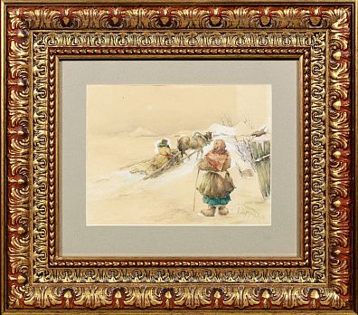 Добронравов Михаил Николаевич (1904-1970).
На санях. 1945.
