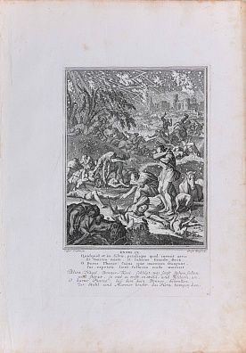 Каспар Лейкен (Caspar Luyken) (1672-1708).Седьмая из казней египетских. Лист из Нюрнбергской Библии. 1700-е.