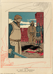 Йозеф Каспар Заттлер (Joseph Kaspar Sattler) (1867-1931).Смерть Кримхильта. Иллюстрация поэмы "Песнь о Нибелунгах". 1900-е.