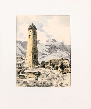 Зубченков Петр Петрович (1910-1978). Ингушетия. Боевая башня в долине реки Арль. Третья четверть ХХ века.