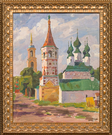 Попов Константин Александрович (р.1922).
Пейзаж с храмом. 1957.