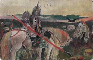 Неизвестный художник. Россия. Витязь на распутье. Копия с одноименной картины В.Васнецова. Начало ХХ века.