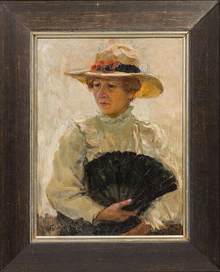 Куликов Иван Семенович (1875-1941). Портрет дамы с веером. Конец XIX - начало ХХ века.