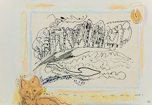 Маврина Татьяна Алексеевна (1900-1996). Пейзаж с любопытной лисичкой. 1983.