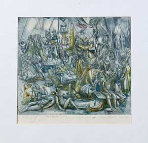 Потапов Сергей Владимирович (р.1947). Офорт из серии "В поисках человека". 1987.