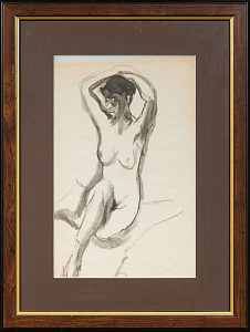 Лебедева Сарра Дмитриевна (1892-1967). 
Обнаженная с поднятыми руками. 1950-е.