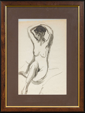 Лебедева Сарра Дмитриевна (1892-1967). 
Обнаженная с поднятыми руками. 1950-е.