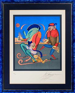 Михаил Шемякин (р.1943). Катание на санках. Серия "Карнавалы Санкт-Петербурга". Последняя четверть - конец ХХ века.