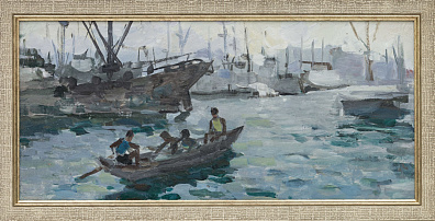 Дорохов Алексей Александрович (1927-2003). 
Мальчики в порту. 1950-е.