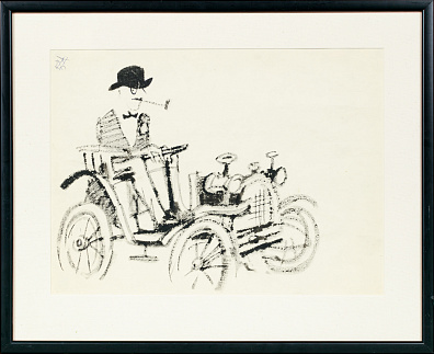 Неизвестный художник. Россия. В автомобиле. 1930-е.