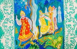 Большакова Ирина Ивановна (1936-2011). Купальский костёр. Эскиз диафильма "Снегурочка". 1969.