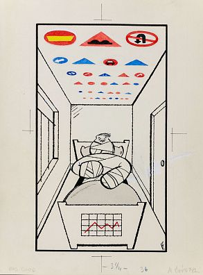 Вайсборд Самуил Маркович (1918-1992). Дорожные знаки. Иллюстрация для журнала "Крокодил". 1970-е.
