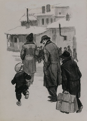 Лемкуль Федор Викторович (1914-1995). 
Иллюстрация к рассказу И.Григореску "Мачта". №11. 1955.