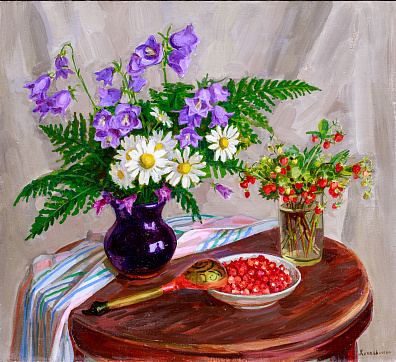 Хохловкина Эльза Давидовна (р. 1934).
Натюрморт с земляникой. 2012.
