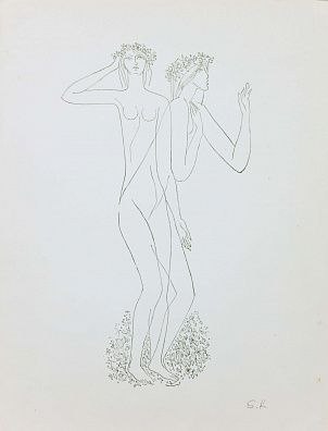 Красаускас Стасис Альгирдович (1929–1977). 
Девушки в венках. Цикл "Рождение женщины". 1970-е.