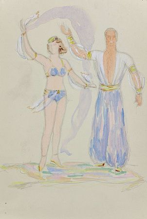 Эйгес Ольга Вячеславовна (1910-1996). Эскизы цирковых костюмов воздушных гимнастов. Двусторонний рисунок. Середина ХХ века.