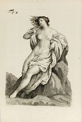 Якоб Готлиб Телотт (Jakob Gottlieb Thelott) (1708-1760).
Обнаженная на камне. С рисунка Гвидо Рени.  Середина - вторая половина XVIII века.