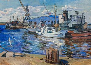 Неизвестный художник. Россия.В порту. 1960-е.