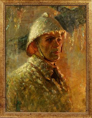 Неизвестный художник. Россия.Портрет пожарного. 1970-е.