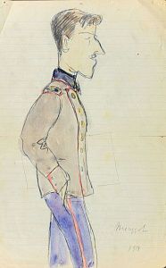 Неизвестный художник. Россия. 
Шарж на студента архитектора. 1919.