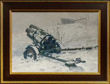 Мальцев Петр Тарасович (1907-1993). 
Артиллерийское оружие на поле боя. Этюд к панораме "Сталинрадская битва".1981.