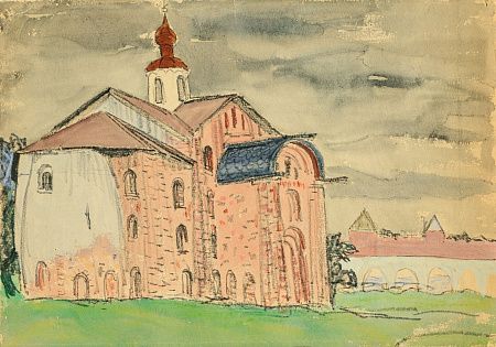 Бассинова Ирина Николаевна (1915-1982). 
Церковь Параскевы Пятницы на Торгу в Великом Новгороде. 1972.