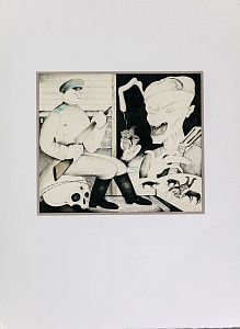 Шемякин Михаил Михайлович (р. 1943).
Серебряные струны. Лист из альбома "Иллюстрации к стихам и песням В.С.Высоцкого". 1990-е.