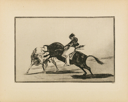 Франсиско Хосе де Гойя-и-Лусьентес (1746?-1828). Лист из серии офортов "Тавромахия". После 1876.