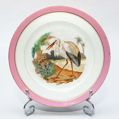 Тарелка "Аист и змея". Франция, Вьерзон, фирма "A.D. Hache & Pepin Lehalleur", 1878 г.