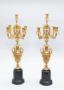 Парные бронзовые канделябры в стиле ампир. Франция, 1870-90 годы.