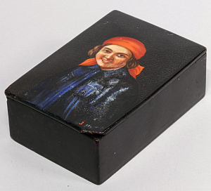 Шкатулка "Ударница" СССР. Федоскино. Автор З.Львов. 1930-е.