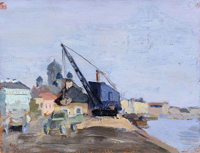 Неизвестный художник. Россия. Набережная Лейтенанта Шмидта. 1930-е - 1940-е.