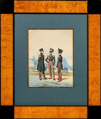Неизвестный художник. Россия. Три императорских гвардейца. 1860-е.