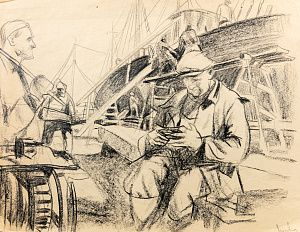 Московский Лев Михайлович (?) (1930-2009). Рабочий в порту. Третья четверть XX века.