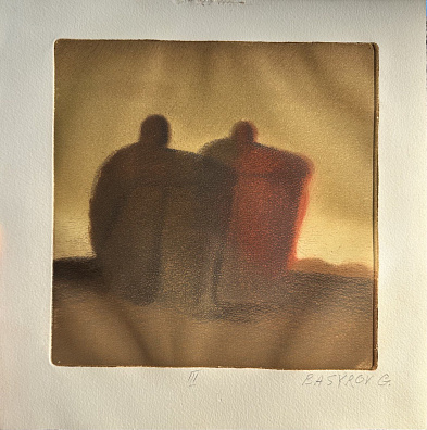 Басыров Гариф Шарипович (1944-2004). Сидящие фигуры. Лист III из серии "Архаика". Конец 1980-х.